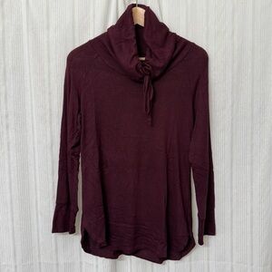 Mix by 41 Hawthorne heathered maroon tie cowl turtleneck long sleeve